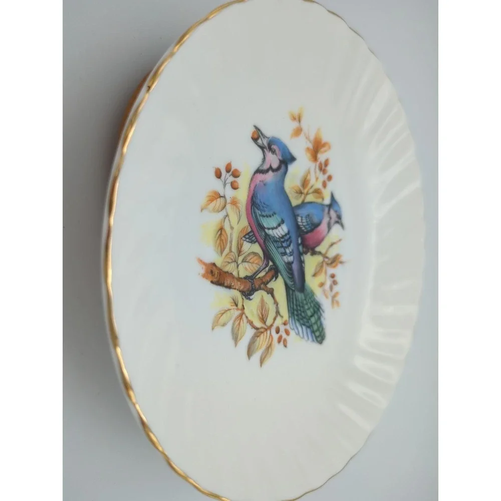 Vintage Royal Dover Bluejay Fine Bone China Teacup‎ Replacement Pair